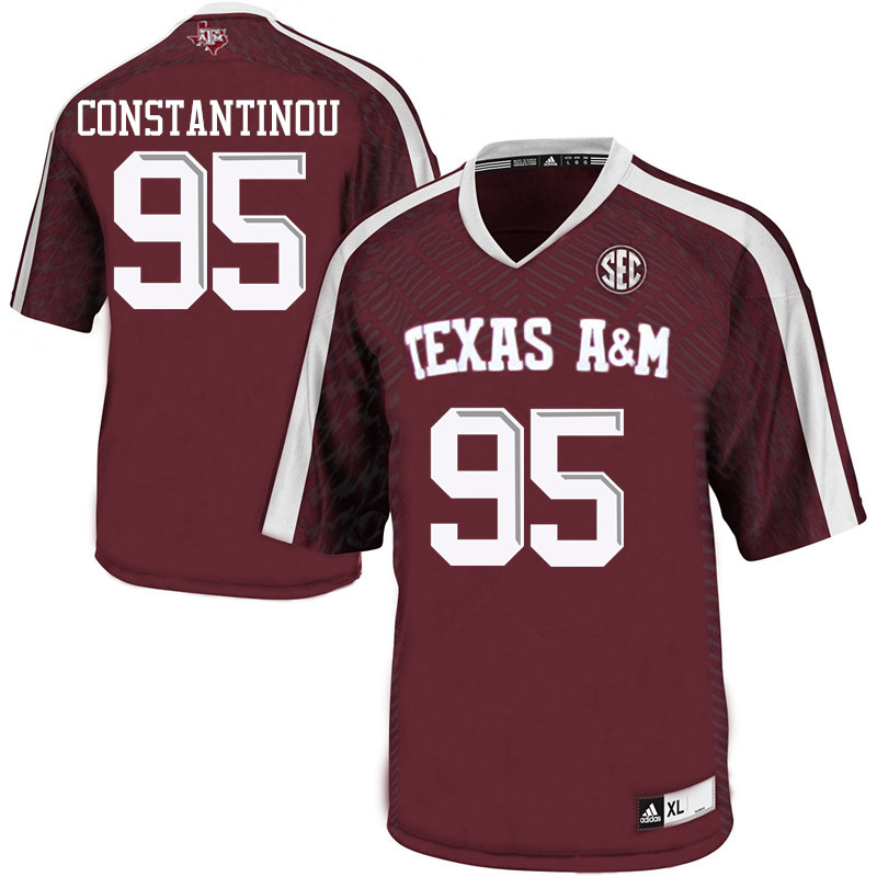 Men #95 Nik Constantinou Texas A&M Aggies College Football Jerseys Sale-Maroon